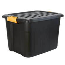 Heavy Duty Parabox Storage Box With Lid - 20L Or 42L Lockable, Stackable, Clip Handles, Black Thick Plastic Box For Indoor Or Outdoor Use - Organiser Stacking Boxes Home Organizer