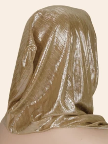 1件装女士时尚针织弹力金箔材质新颖头巾，方便佩戴，中东风格，适合搭配正装 - 燙金條紋頭巾 - 查看 4