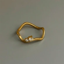 Aritio 1 件奢华 18K 镀金不锈钢锆石装饰单戒指，适合女性日常和婚礼佩戴，礼物 - 彩色 - 查看 7