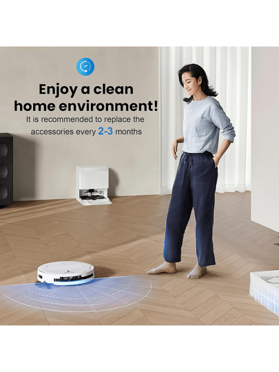 24 Pcs Replacement Parts For Ecovacs Deebot T50 Pro Omni / T50 Pro / T50 Omni Robot Vacuum, Include 1 Main Brush, 6 Dust Bags, 4 Filters, 6 Side Brushes, 6 Mop Pads And 1 Cleaning Tool view 7