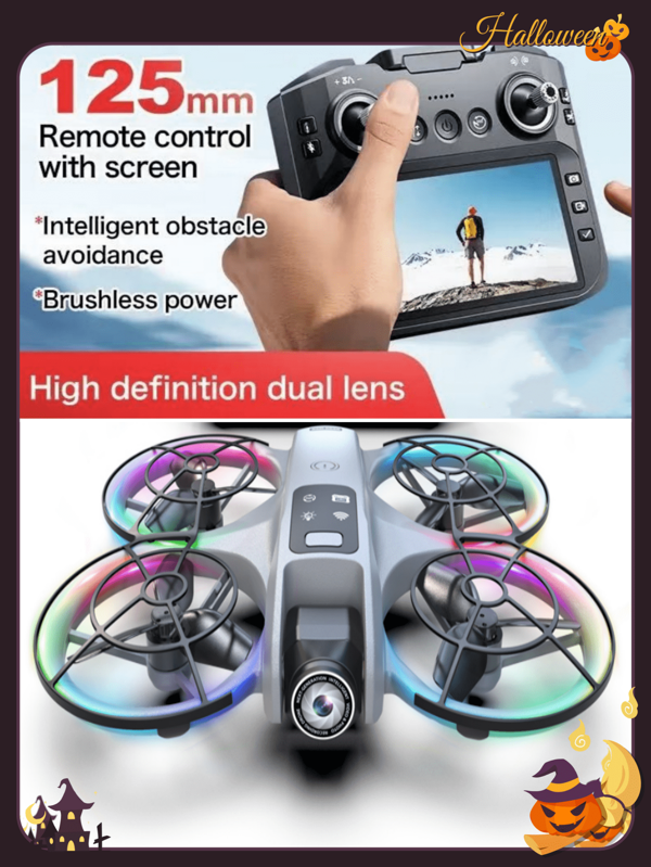 The Latest K200 Drone With An Intelligent Camera In 2025 Is Equipped With A Large Screen, Dazzling Body Lights, Brushless Motor, Four-Way Obstacle Avoidance, High-Definition Camera, Screen Remote Control, Large-Capacity Battery, Gift Box, Battery Charging, Data Cable, And Exquisite Packaging Box. It Is A Gift For Adults, Beginners, Birthday Parties, Christmas And Halloween