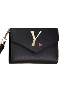 1pc Women's Folding Short Wallet, Black PU Leather Material, Printed With A-Z Letters And Pink Hearts, Cute Girl Coin Purse, Fashion Ladies Card Holder, Mini Tassel Wallet, Waterproof And Portable, Large Capacity, Can Hold Credit Cards, ID, Cash, Etc. - Black - View 28