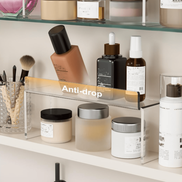 1 Set = 2pcs Acrylic Transparent Bathroom Storage Rack, Medicine Cabinet Organizer, Makeup Cosmetic Tray, Suitable For Cabinet, Sink, Vanity, Countertop