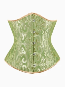 Plus Size Women's Lace-Up Brocade Corset, Front Closure Brocade Waist Cincher, Suitable For Parties, Carnivals, Halloween And Other Occasions