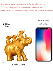 1pc Gold Elephant Statue Figurine, Symbolizing Good Luck, Health And Strength. Ideal Gift For Women, Mothers. As A Decorative Piece, It Makes A Great Gift For Christmas, Valentine's Day, New Year And Other Holidays. Gift For Friends. - Multicolor - View 5