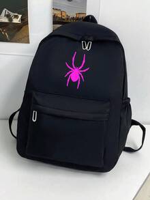 Solid Color Men's Fashion Backpack, Versatile Large Capacity Casual College Style Commuter Backpack For Men Halloween - Black - View 2