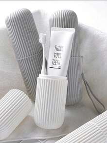 1 件便携式旅行漱口杯、牙刷和牙膏收纳盒、旅行露营牙刷杯、旅行洗面奶套装、旅行必需品、海滩和假日返校旅行收纳盒 - 彩色 - 查看 2