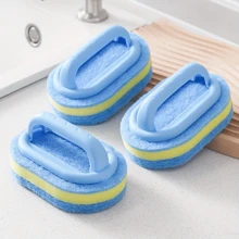 1/3支装多功能清洁刷，带手柄，适用于浴室、浴缸和瓷砖清洁，也可作为洗碗海绵刷和锅刷使用，经久耐用，去污力强，是理想的清洁工具。 - 藍色 - 查看 2