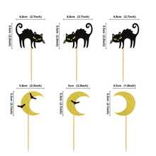 12 Peças de Palitos Decorativos para Cupcakes com Tema de Halloween, Mão de Zumbi, Múmia, Gato, Lua, Fantasma, Corvo para Decorações de Festa de Aniversário
