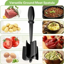 TAHAA Multi-Functional Meat Chopper & Masher - Suitable For Ground Beef, Turkey, Burger Meat, Etc. - Nylon Material, Heat-Resistant Non-Stick Kitchen Utensil - Black - View 2