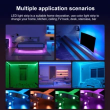 NBBUFF 100ft RGB Led Strip Lights - Smart App & Remote Control, Music Sync, Dimmable, Timer, USB Powered For Bedroom, Christmas, Halloween, Party, Bar, Home Decor, Game Room, Indoor Room Mood Lighting - Multicolor - View 8