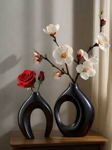 2 piezas Conjunto creativo de pareja para decoración del hogar, Jarrón de combinación de tamaño grande y mediano, Ornamento de mesa interior, Apropiado para decoración interior, Se puede usar en las cuatro estaciones