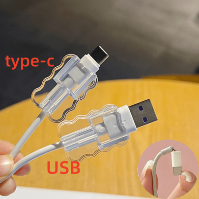 5pcs/10pcs Wave Cable Protector Set, Compatible With Android OPPO/VIVO///Type-C/USB Phone Data Cable Protection Cover, TPU Cable Sleeve, Wire Protection Accessory Nan Charger Accessories Phone Accessories