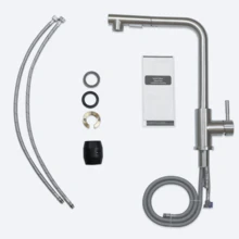 homefire Rubinetto da cucina nero, rubinetto da cucina - rubinetto estensibile per lavello con doccia, rubinetto da cucina girevole, miscelatore ad alta pressione per lavello da cucina, tubo flessibile da cucina a 360°, rubinetto da cucina opaco