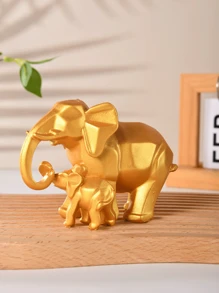 1pc Gold Elephant Statue Figurine, Symbolizing Good Luck, Health And Strength. Ideal Gift For Women, Mothers. As A Decorative Piece, It Makes A Great Gift For Christmas, Valentine's Day, New Year And Other Holidays. Gift For Friends. - Multicolor - View 8