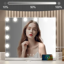 Teousev Vanity Mirror With Lights, Makeup Mirror ,14pcs Dimmable Bulbs, 3 Color Modes Lighted Vanity Mirror ,Smart Touch Control, Tabletop Or Wall Mounted, White - White - View 8