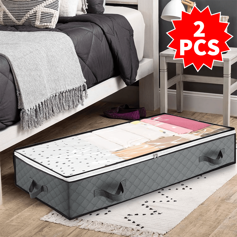 2x Unterbetttasche, Unterbettkommode, Unterbett-Aufbewahrungstasche 100x50x15cm