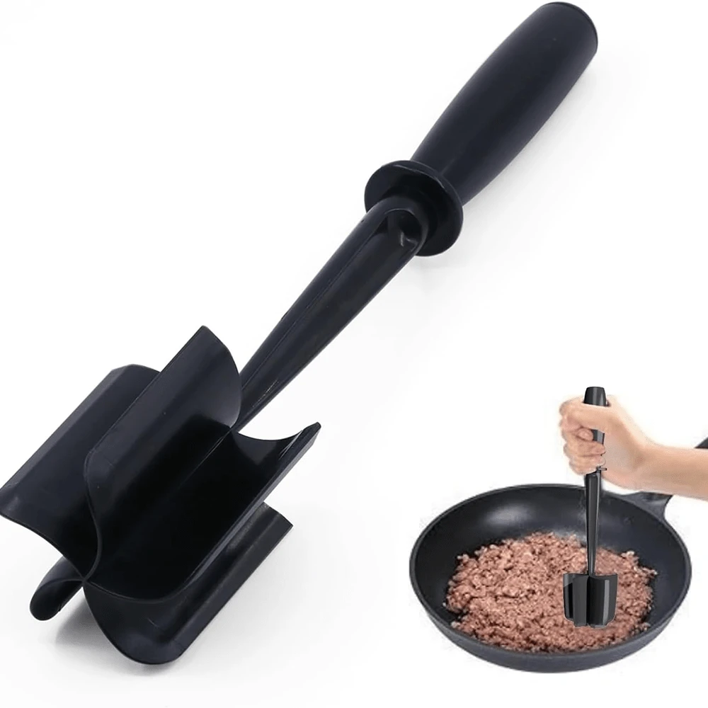 TAHAA Multi-Functional Meat Chopper & Masher - Suitable For Ground Beef, Turkey, Burger Meat, Etc. - Nylon Material, Heat-Resistant Non-Stick Kitchen Utensil - Black - View 1