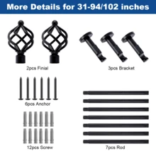 IsEasy Curtain Rod 25mm Curtain Rod 1 Track 2 Tracks Stainless Steel Metal 80-280cm - Black-1-läufig - View 7