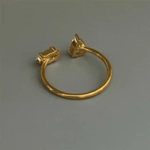 Aritio 1 件奢华 18K 镀金不锈钢锆石装饰单戒指，适合女性日常和婚礼佩戴，礼物 - 彩色 - 查看 6