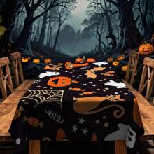 1/20 pièces Nappe d'Halloween, citrouille, bonbon, fantôme, motif de chauve-souris, nappe convenant pour la décoration de fête d'Halloween, décoration de table de cuisine de carnaval, cadeau, décoration de vacances, décoration de chambre, décoration de scène