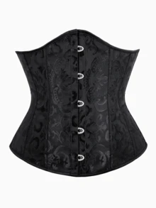 Plus Size Women's Lace-Up Brocade Corset, Front Closure Brocade Waist Cincher, Suitable For Parties, Carnivals, Halloween And Other Occasions