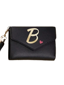 1pc Women's Folding Short Wallet, Black PU Leather Material, Printed With A-Z Letters And Pink Hearts, Cute Girl Coin Purse, Fashion Ladies Card Holder, Mini Tassel Wallet, Waterproof And Portable, Large Capacity, Can Hold Credit Cards, ID, Cash, Etc. - Black - View 20