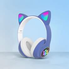 Cat Ear RGB Wireless Gaming Headset Wireless 5.3, 40H Playtime, Adorable Foldable Headphones, LED - Equipped Wireless Headphones, Wireless High Fidelity Sound Quality, Can Play For A Long Time, Cat Ear RGB Headphones For Kids, Foldable Christmas Halloween Gift With LED Lights