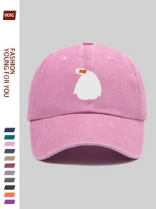 1pc Funny Tilted Cartoon Duck Print Baseball Cap, Retro European And American Popular Duck Billed Hat, Adjustable Strap, , Street Hip Hop Cap, Comfortable Breathable Adjustable, Classic Black Trucker Hat, Suitable For Outdoor Sports, Picnic, Camping, Beach, Holidays, Birthdays, Ideal Gift For Family And Friends, Back To School, Halloween, Mother's Day, Father's Day, Independence Day, Carnival