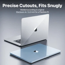 For MacBook Air 13.6" Case (2025-2022) [A3240 M4/ A3113 M3/ A2681 M2], Crystal Clear Plastic Hard Shell & Screen Protector & Keyboard Cover, Anti-Scratch Apple Laptop Protection Set - 水晶黑 - 查看 7