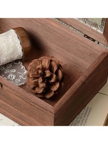 1pc Elegant Wooden Vintage Cabinet Featuring Glass Door Panel And Drawer For Stylish Cosmetics And Miscellaneous Storage, Perfect For Valentine's Day Gifts, Home Decor, And Organizing Essentials For The Festive Season, Ideal For Christmas, Thanksgiving, And New Year Celebrations - Coffee Brown - View 5