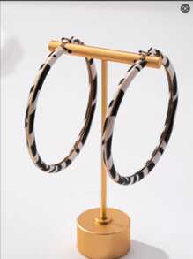 1 Pair Fashionable Retro Leopard Print Hoop Earrings For Women