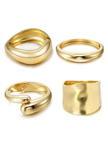 Yanxyad Exaggerated Design Gold-Tone Bangle Bracelet Set, Punk Style Accessories - Gold - View 16