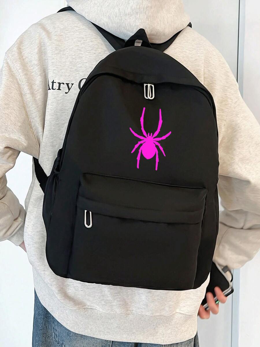 Solid Color Men's Fashion Backpack, Versatile Large Capacity Casual College Style Commuter Backpack For Men Halloween - Black - View 1