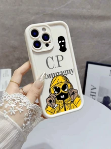 1 pieza Funda de teléfono con patrón de retrato masculino de ropa amarilla, protección de lente simple, estilo IMD colorido y concha plateada energética, personalizada para iPhone 16 Pro Max, 15/14 Plus/13/12/11, compatible con Samsung/Redmi/OPPO/Vivo/Honor