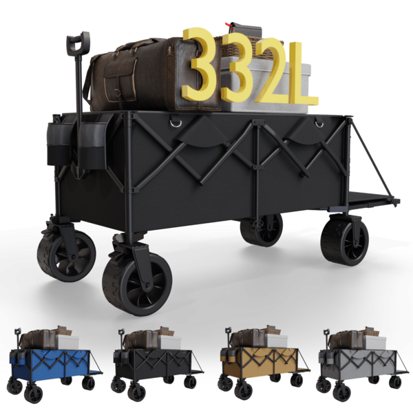 Gunji Gartenwagen, bollerwagen faltbar, einkaufstrolley,kinderwagen, maximale Kapazität 332 L, statische Tragkraft 200 KG, geeignet für camping, Strand, Garten, Einkaufen und viele andere Anwendungsbereiche