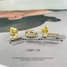 TUANZISP 3 件套优雅方晶锆石耳环套装，适合女士，百搭个性化耳钉、耳环夹、吊坠耳环、珠宝礼物