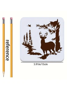 9 件圣诞主题绘画模板、剪贴簿装饰模板、DIY 手绘模板、绘图描图纸、涂鸦印刷模板、PET 激光切割模板，适用于艺术、工艺品、缝纫、可重复使用绘画套件、学校用品、返校 - 乳白色 - 查看 3