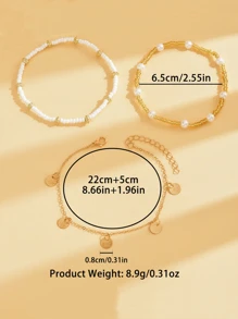 1 set di alla moda cavigliere da spiaggia per vacanze con accessori decorativi vari in acciaio inossidabile, cavigliere
