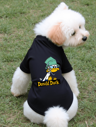 1 Stück Donald Duck bedrucktes Haustier Kurzarm T-Shirt, weiches und atmungsaktives Rundhals T-Shirt