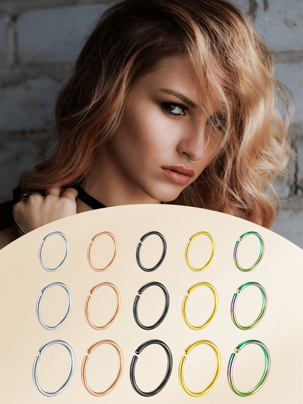 1 Stück ausgefallener Nasenring aus Edelstahl für Frauen zur täglichen Dekoration, 20/18/16G Nasenpiercing Schmuck, mehrfarbige Nasenringe, Hoop Nasenpiercing, Tragus, Helix, Knorpel Ohrringe, Hoop 8/10/12mm Nasenringe