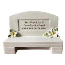 New Memorial Bench Tribute  Graveside Garden Ornament Flower Detail Remebrance Decor