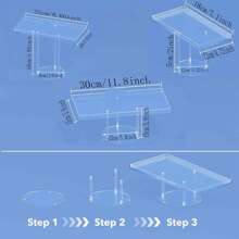 透明亚克力甜点展示架，分层托盘和盘子，透明亚克力自助餐架，适用于婚礼、生日派对、娱乐、纸杯蛋糕、水果、蛋糕、饼干食品展示架 - 無色 - 查看 2