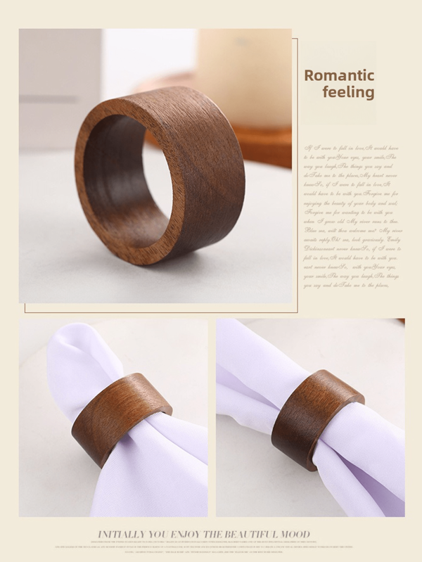 1 Set Of 12pcs 1.97-Inch Handmade Golden Acacia Wood Napkin Rings, Suitable For Dining, Anniversary, Birthday, Christmas | Napkin Rings For Home And Kitchen Decor