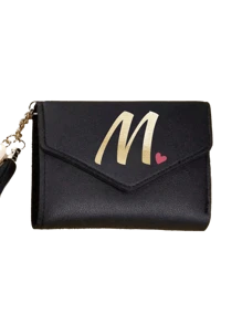 1pc Women's Folding Short Wallet, Black PU Leather Material, Printed With A-Z Letters And Pink Hearts, Cute Girl Coin Purse, Fashion Ladies Card Holder, Mini Tassel Wallet, Waterproof And Portable, Large Capacity, Can Hold Credit Cards, ID, Cash, Etc. - Black - View 22