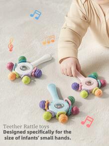 1 件婴儿出牙摇铃，柔软硅胶材质，新生儿必备，感官玩具，用于认知发展、抓握训练、缓解婴儿出牙不适，适合作为幼儿礼物，圣诞节、万圣节