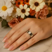 Silver Wedding Ring 6mm Straight Valentine's Day Luxury Engagement Couple Dating - 銀色 - 查看 3