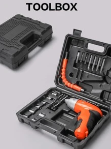 47件套粉色电动工具套装，适用于家庭维护和维修，包含锂电池迷你无绳螺丝刀、MQFORU无绳螺丝刀、47合1便携式无绳电钻、带双位置手柄、USB线和LED灯的可充电电动螺丝刀套装，适用于家庭办公室DIY工具。 - 彩色 - 查看 13