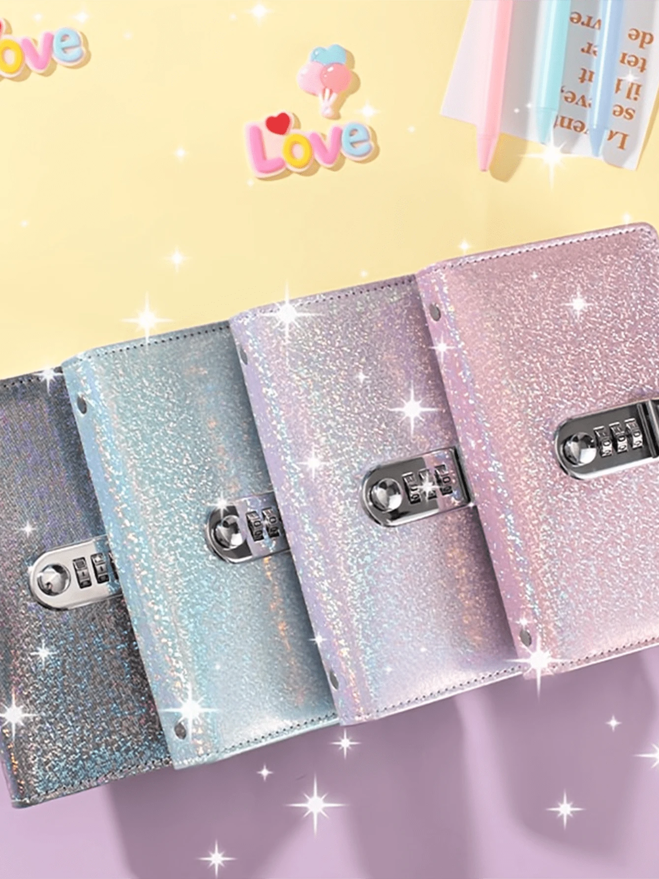 2025秋冬新款密码锁现金储蓄笔记本，仅限存放现金，大容量，财务管理收纳，A6尺寸带密码锁储蓄笔记本，可容纳100张纸，购物节限时折扣 - 彩色 - 查看 1