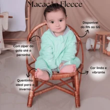 Cozy Green Fleece Jumpsuit With Zipper Warm Cold Weather Clothes For Baby RN To GG Soft Winter - Green - View 3